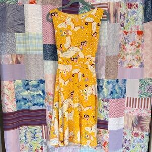 Yellow Butterfly Print Dress